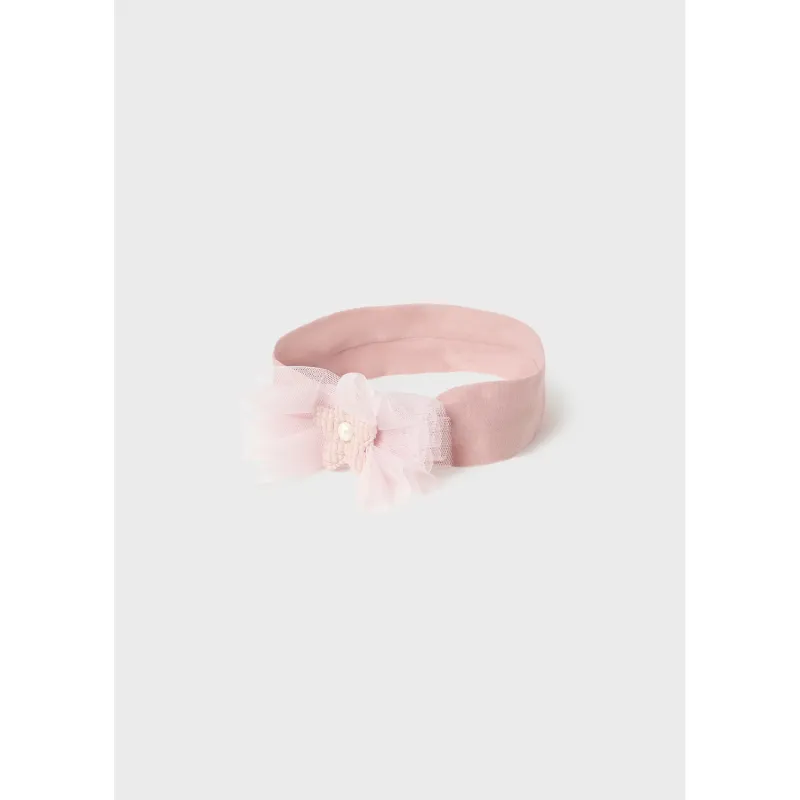 781-047 BLUSH STRETCH HEADBAND TULLE BOW TRIM / 10781-047