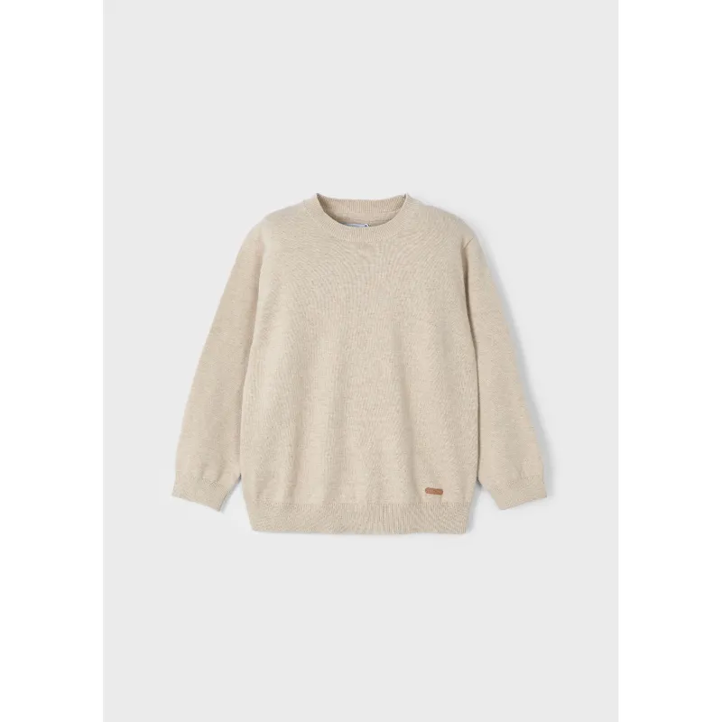 BEIGE KNIT SWEATER ROUND NECK LONG SLEEVE / 323-079