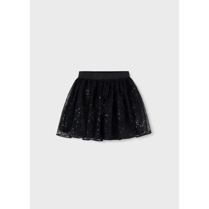 BLACK SEQUIN TULLE SKIRT / 7971-030