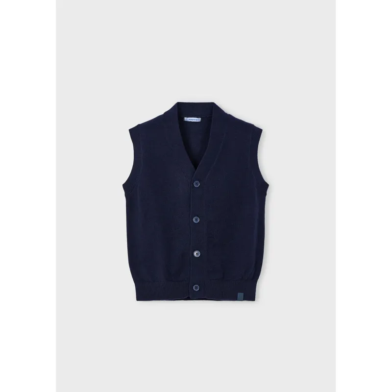 NAVY KNIT VEST VNECK 4BUTTON / 4345-066