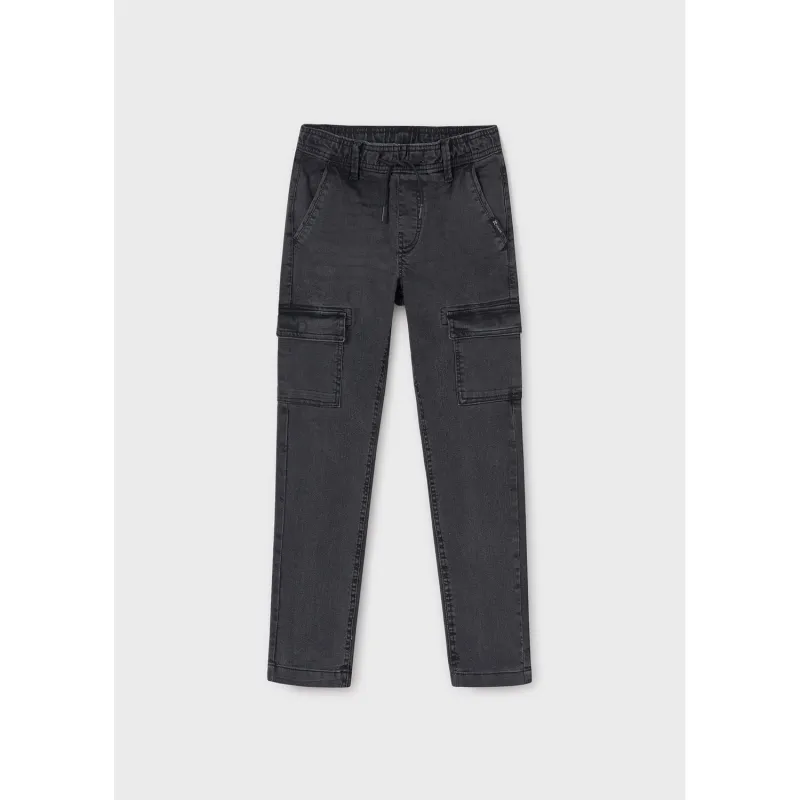DARK GREY DENIM JOGGER CARGO POCKETS / 7534-059