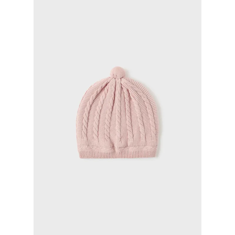 ROSE PINK KNIT HAT CABLE STITCH / 9774-092