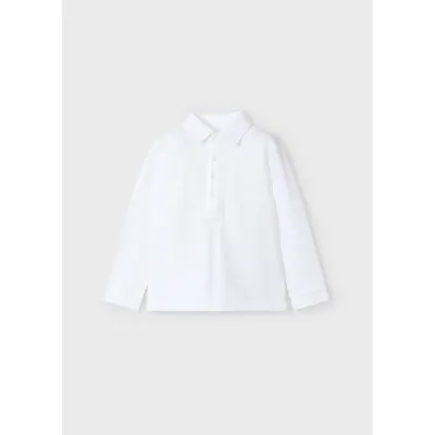 WHITE POLO TOP LONG SLEEVE / 4101-034