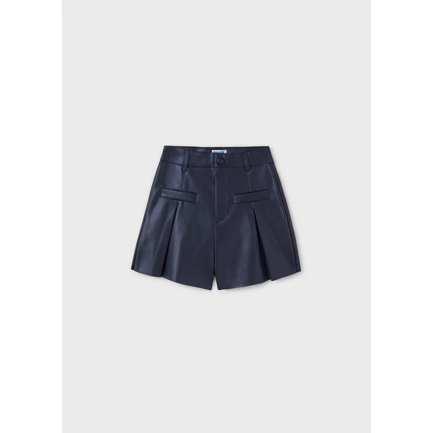 NAVY PLEATHER SHORTS HIGH WAIST / 7213-056