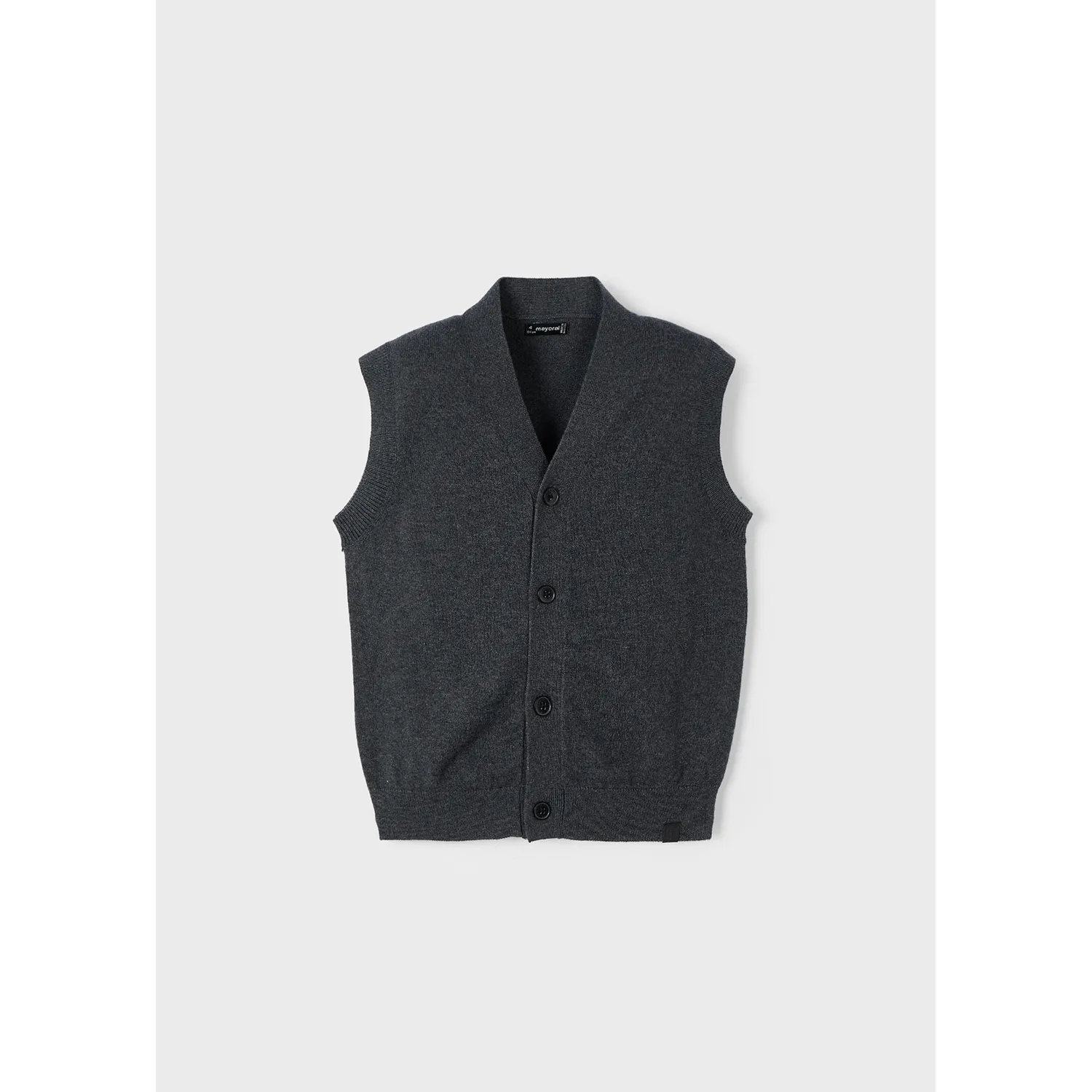 GREY KNIT VEST VNECK 4 BUTTON / 4345-065