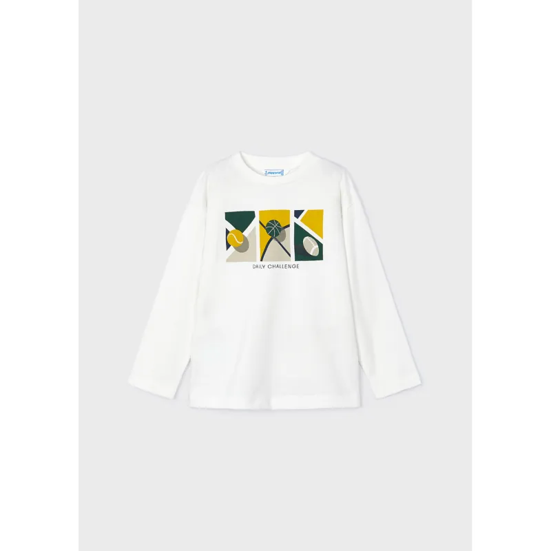 CREAM TSHIRT DAILY CHALLENGE SPORT PRINT LONG SLEEVE / 4043-094