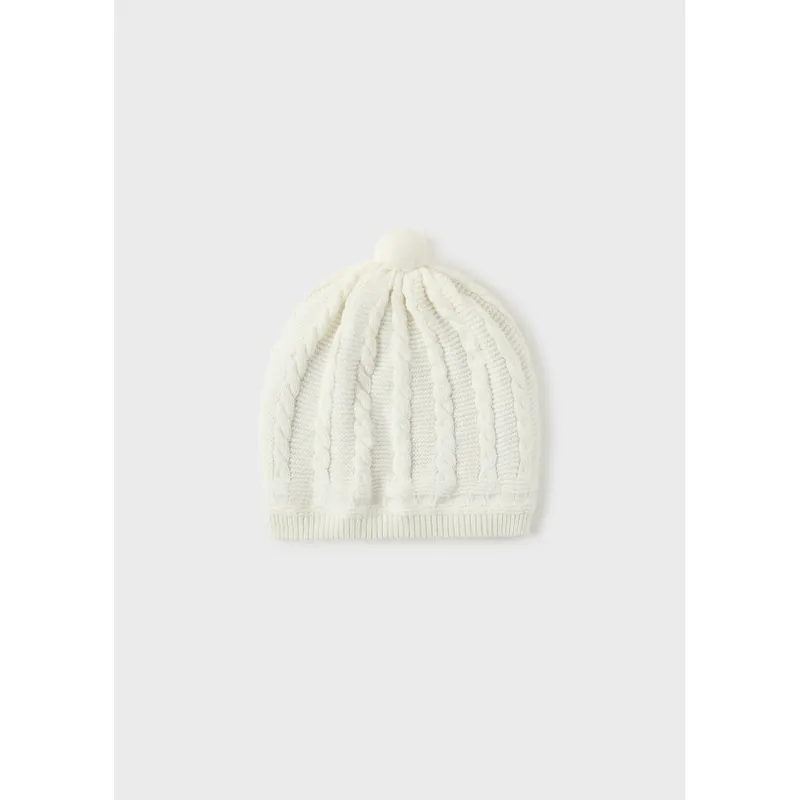 CREAM KNIT HAT CABLE KNIT EFFECT / 9774-090