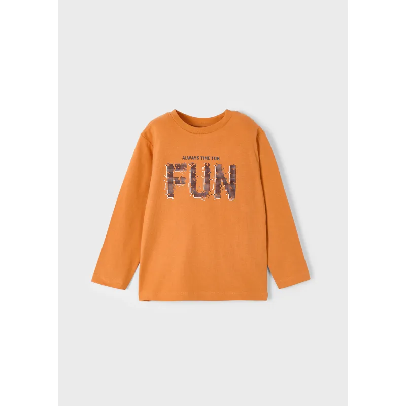 ORANGE TSHIRT LONG SLEEVE FUN PRINT / 4053-085A