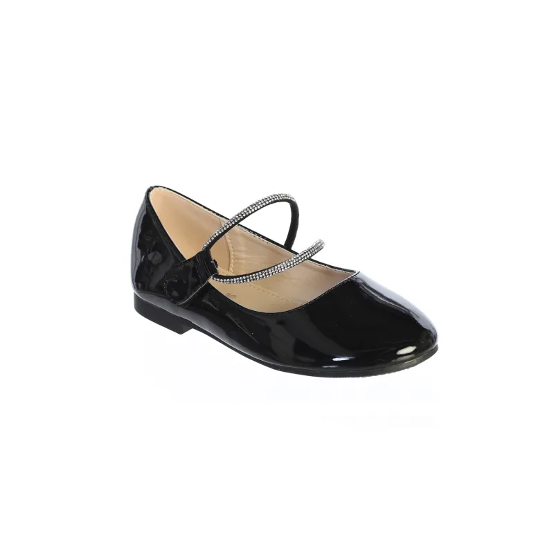 DRESS SHOE BLACK PATENT RHINESTONE STRAPS / TTS165
