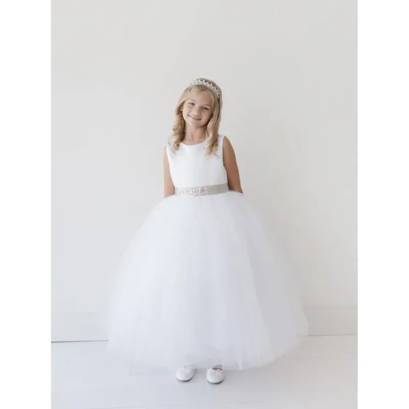 DRESS WHITE SATIN BODICE & TULLE SKIRT / 5700