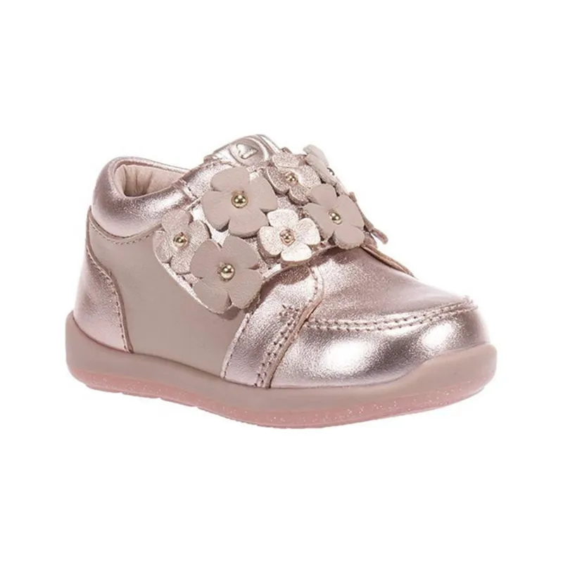 SHOE ROSEGOLD FLOWER APPLIQUES ON STRAP CLOSURE / 42379-056