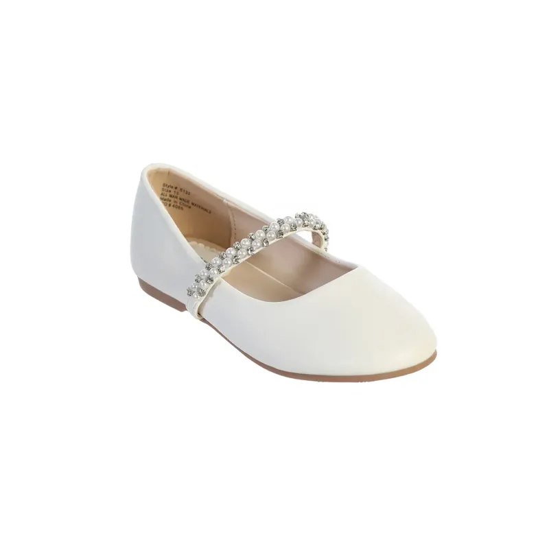 SHOE WHITE PEARL& RHINESTONE STRAP / TTS133-4853