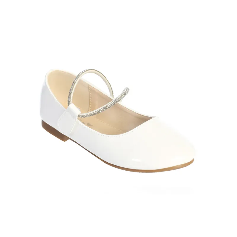 SHOE WHITE PATENT RHINESTONE STRAP / TTS165-4867