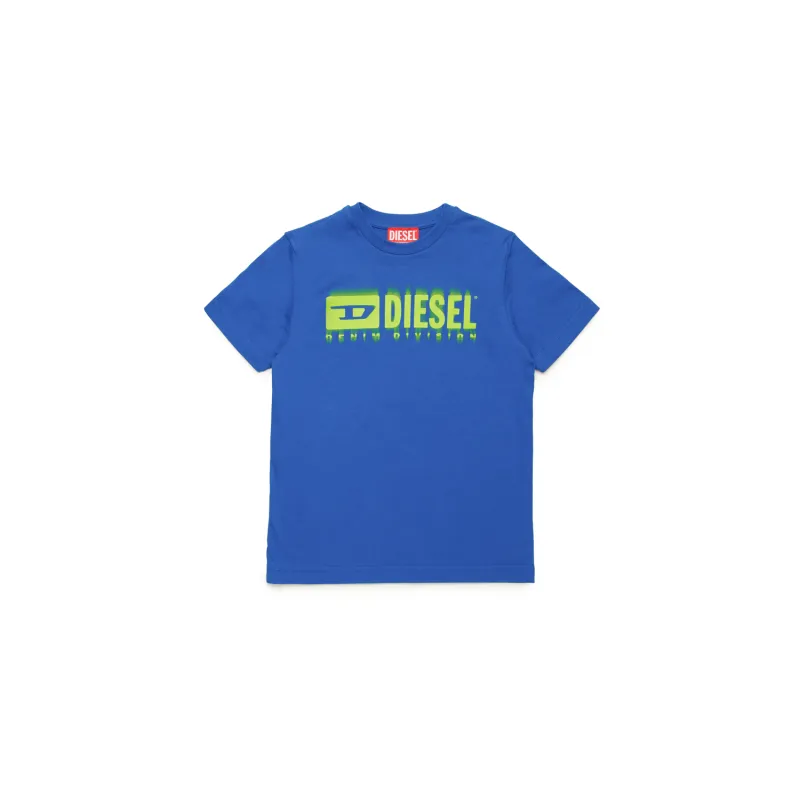BLUE TSHIRT SHORT SLEEVE GREEN DIESEL LOGO / J02033-00719-K823