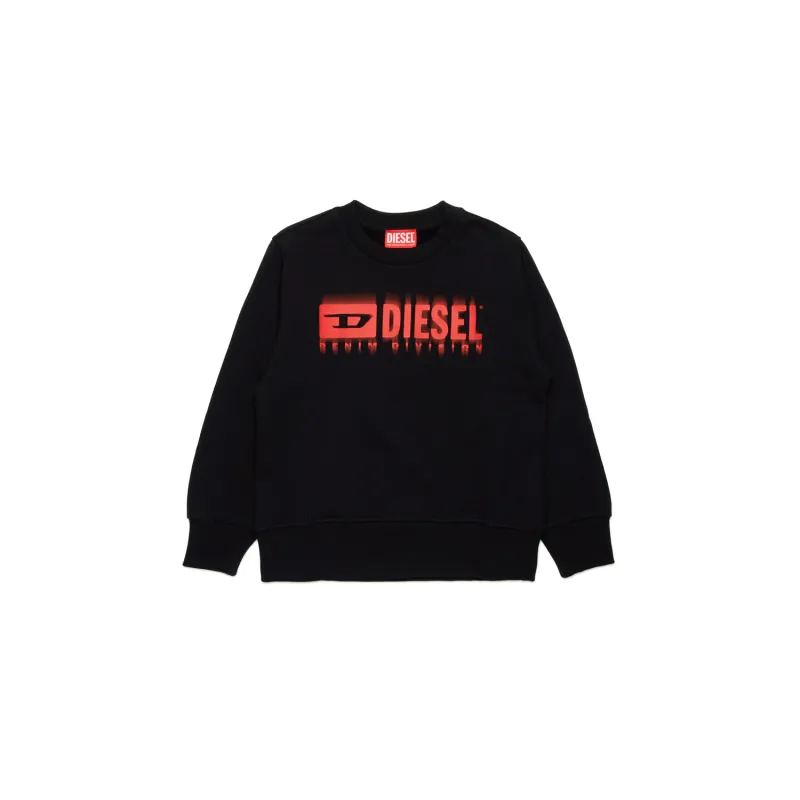 BLACK CREWNECK SWEATSHIRT RED DIESEL LOGO / J02040-KYAVK-K9002