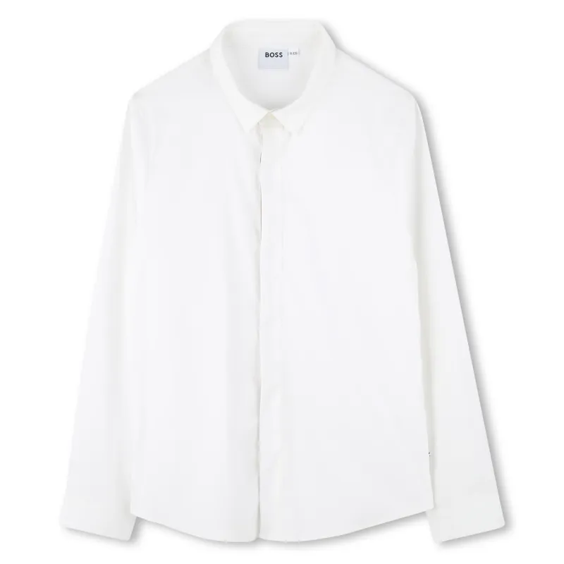 WHITE SHIRT LONG SLEEVE BUTTON PLACKET FRONT / J52010-10P