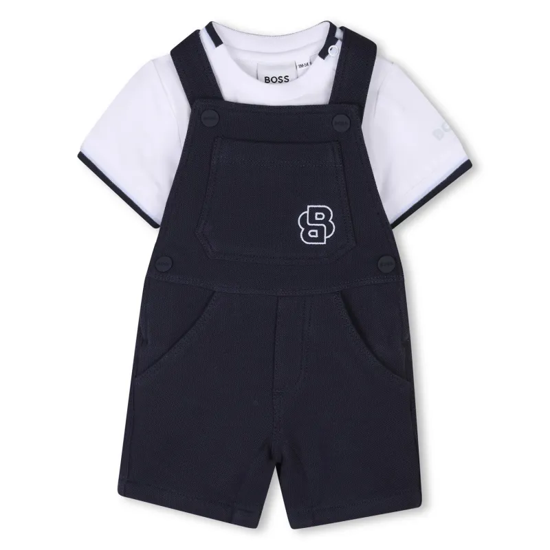 2PC NAVY & WHITESHORT OVERALL SET / J52210-849