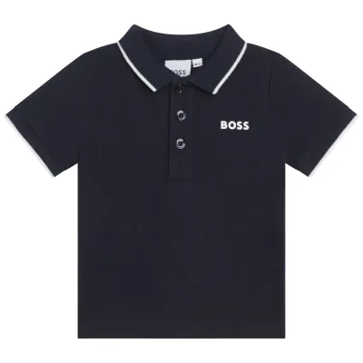 NAVY POLO TOP SHORT SLEEVE WHITE BOSS / J05P13-849