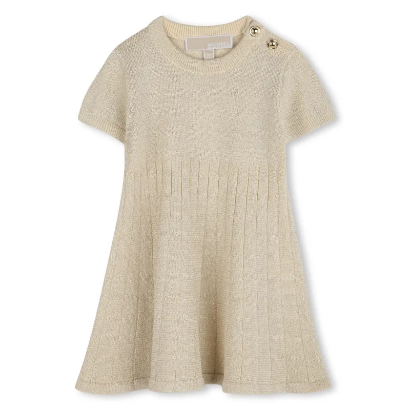 LIGHT GOLD LAME DRESS KNIT SHORT SLEEVE / M30310-Z99