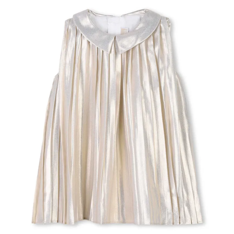 LIGHT GOLD DRESS PLEATED SLEEVELESS COLLAR / 30307-Z99