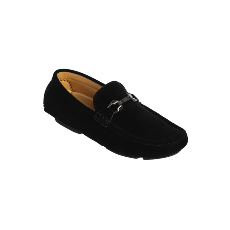 BLACK SUEDE SHOE SLIP ON STEEL TRIM / TTS159
