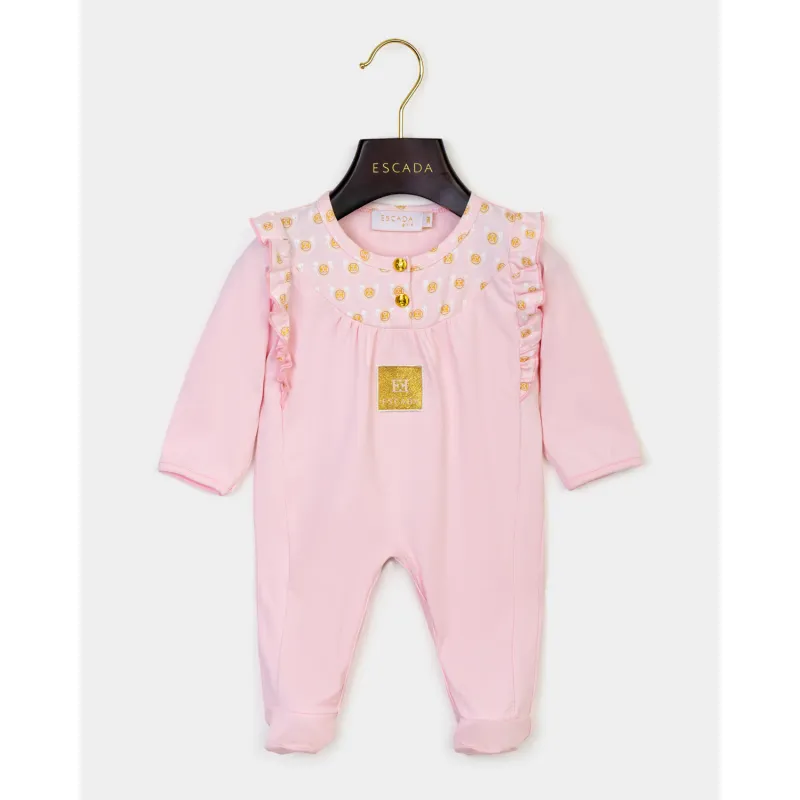 PINK FOOTIE PRINTED YOKE & RUFFLE GOLD / 74216-802