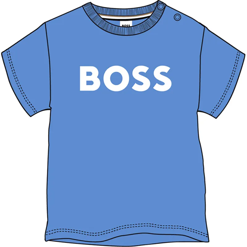 BLUE TSHIRT SHORT SLEEVE WHITE BOSS LOGO / 52105-84B