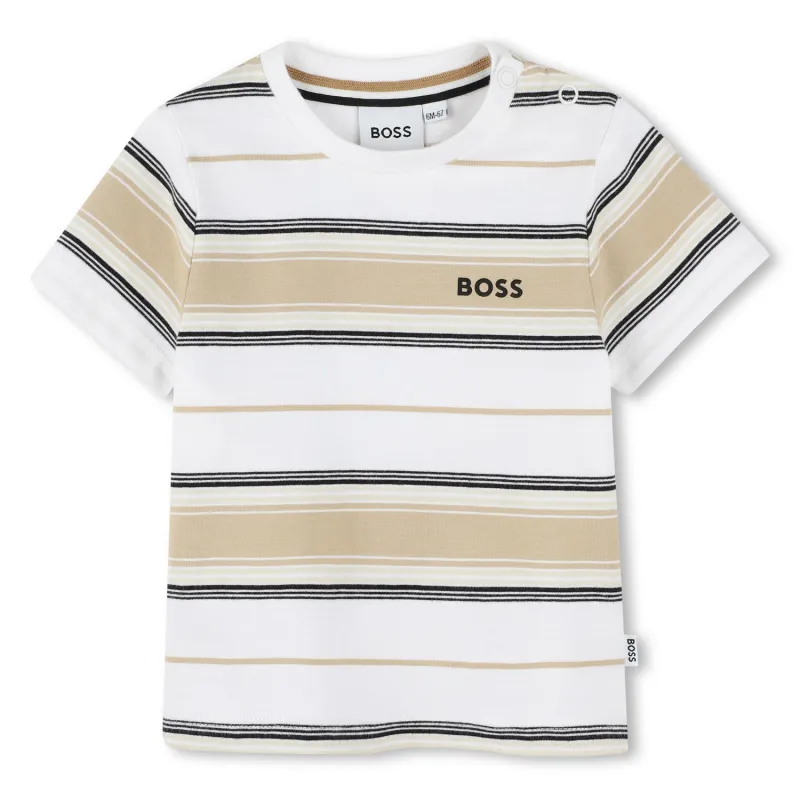 SAND & WHITE STRIPED TSHIRT SHORT SLEEVE / J52116-249
