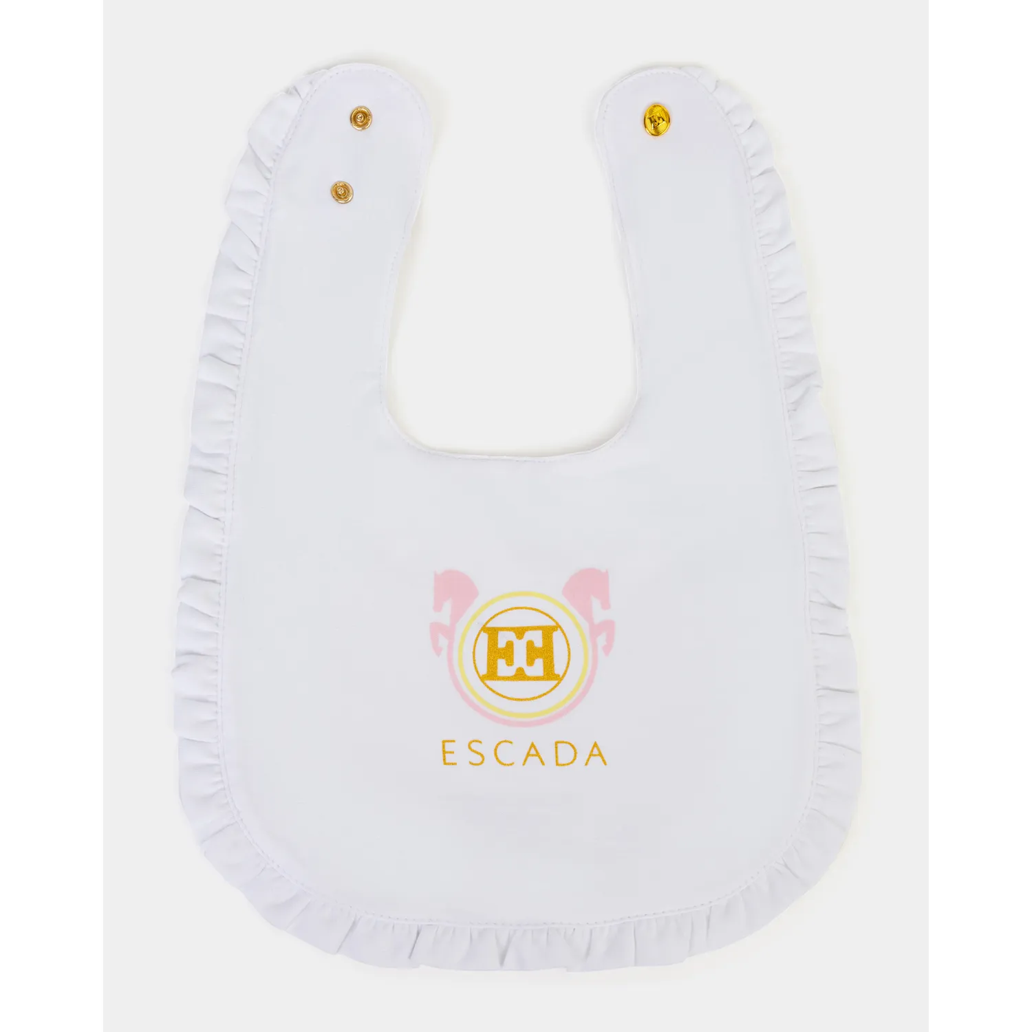 WHITE BIB RUFFLE TRIM WITH LOGO / 74221-001