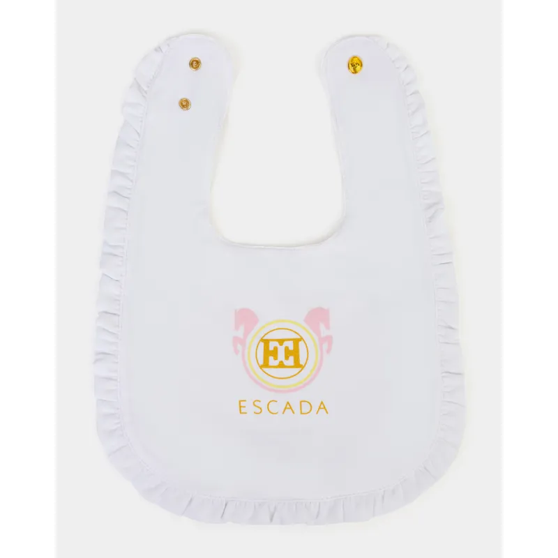 WHITE BIB RUFFLE TRIM WITH LOGO / 74221-001