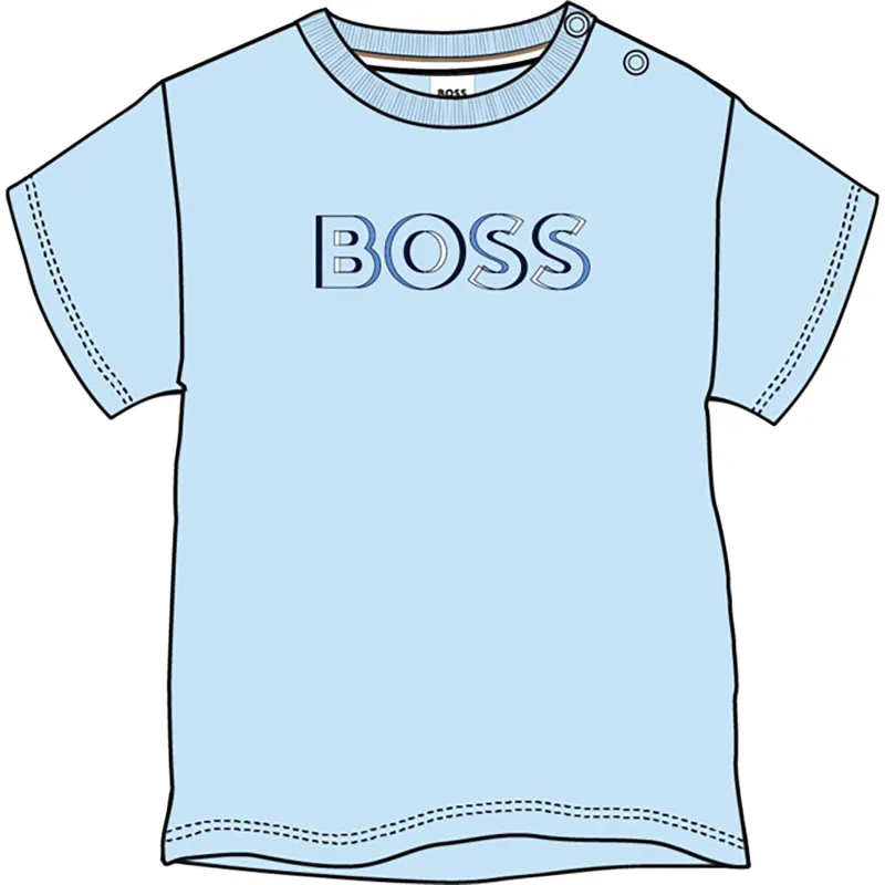 BLUE TSHIRT SHORT SLEEVE RAISED BOSS LOGO / 52107-887