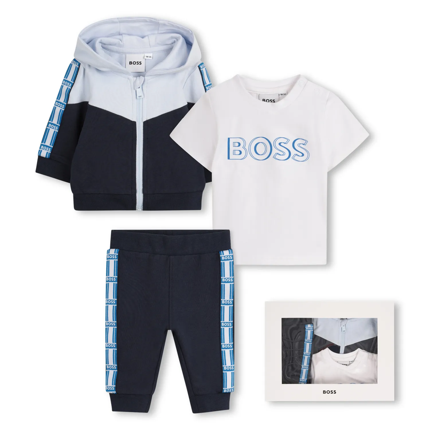 3PC NAVY HOODED TRACKSUIT WHITE TSHIRT BLUE HOOD / 52209-849