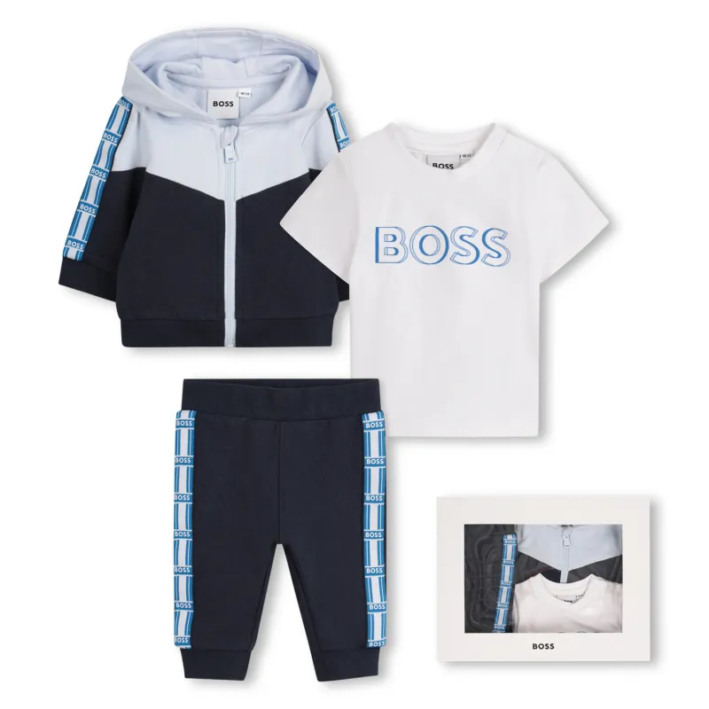 3PC NAVY HOODED TRACKSUIT WHITE TSHIRT BLUE HOOD / 52209-849