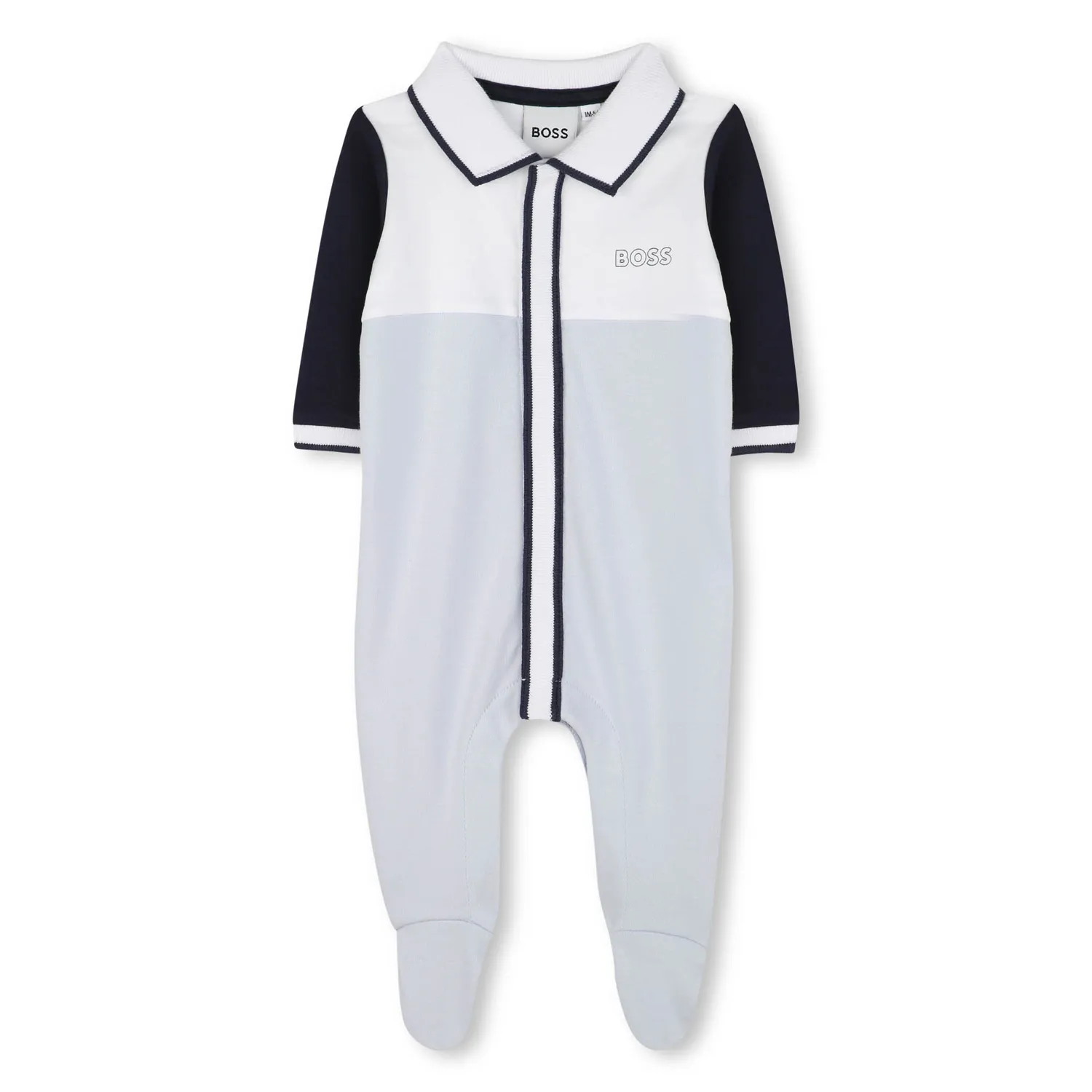 PALE BLUE FOOTIE FRONT CLOSURE WHITE & NAVY / J52200-771