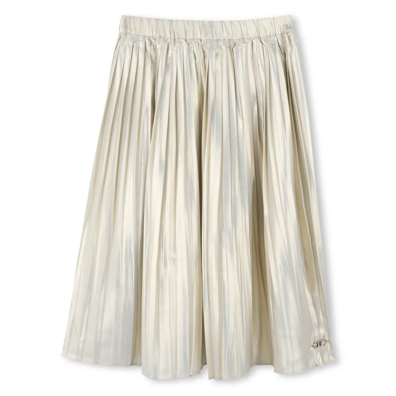 LIGHT GOLD SKIRT LONG PLEATED / R30292-Z99