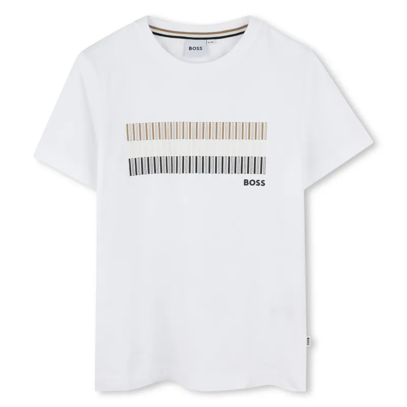 WHITE TSHIRT TRICOLOR PRINT SHORT SLEEVE / 52035-10P