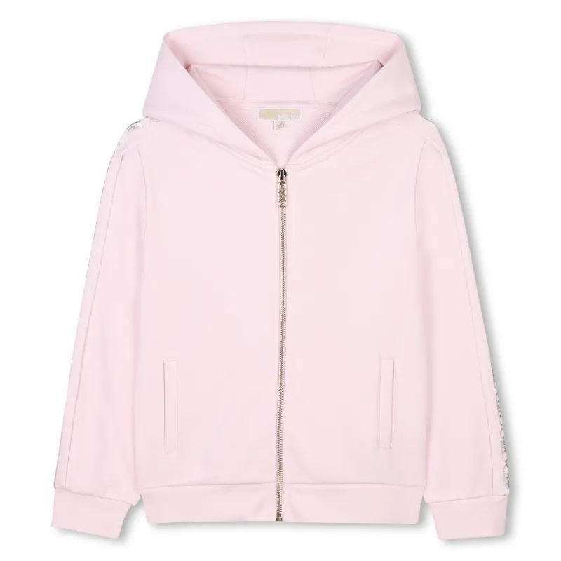 PINK HOODED CARDIGAN ZIP CLOSURE / R30327-44Z