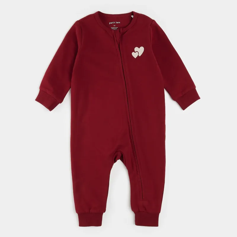 RED BURGUNDY ROMPER KNIT FRONT CLOSURE / 25SRW11N01B