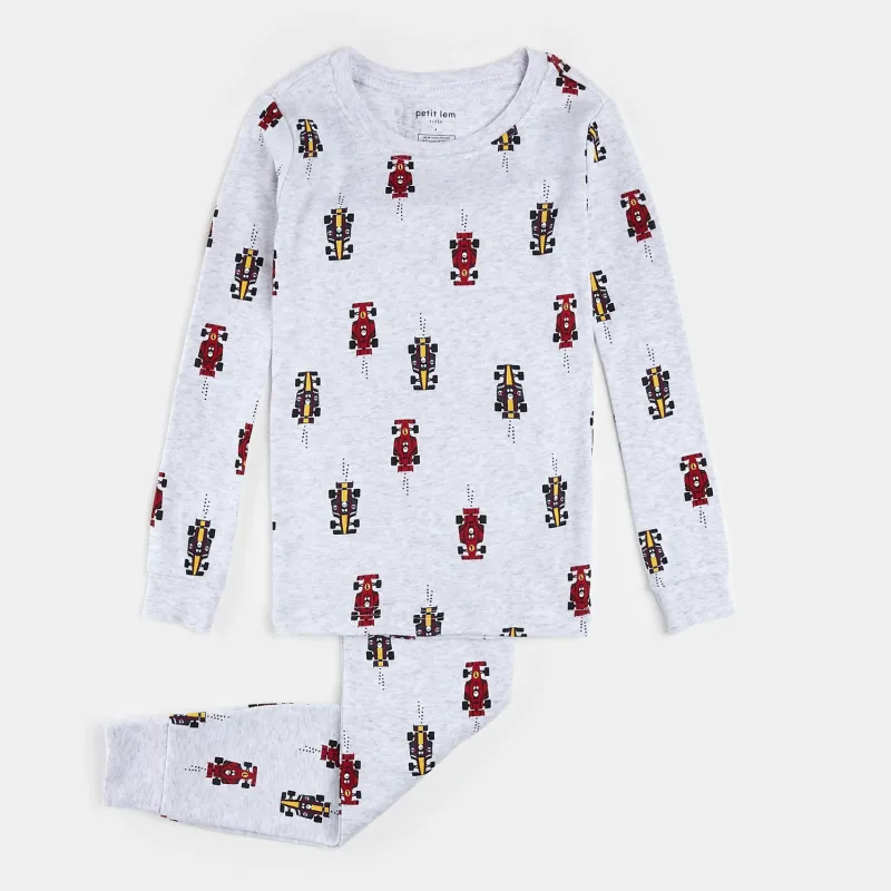 HEATHER GREY 2PC PYJAMA RACECAR PRINT / 25SRS15Q07K