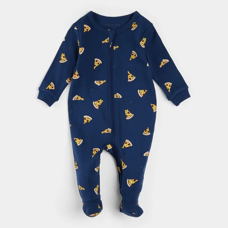 ROYAL BLUE SLEEPER PIZZ SLICES PRINT 2WAY ZIPPER / 25SRS15P06B