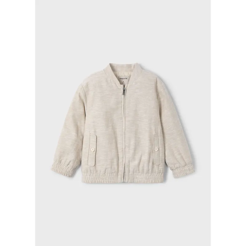 BEIGE LINEN JACKET ZIP CLOSURE ELASTIC WAIST & CUFF / 3420-030