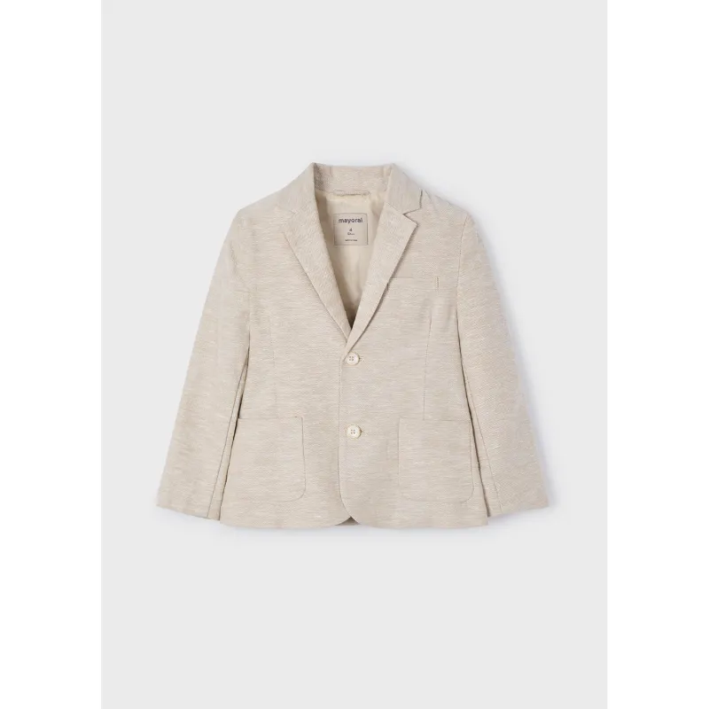 SAND BEIGE LINEN BLAZER 2POCKETS 2BUTTON CLOSURE / 3417-054