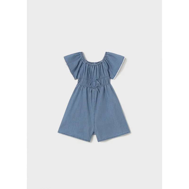 LIGHT BLUE CHAMBRAY DENIN SHORT ROMPER / 1838-095