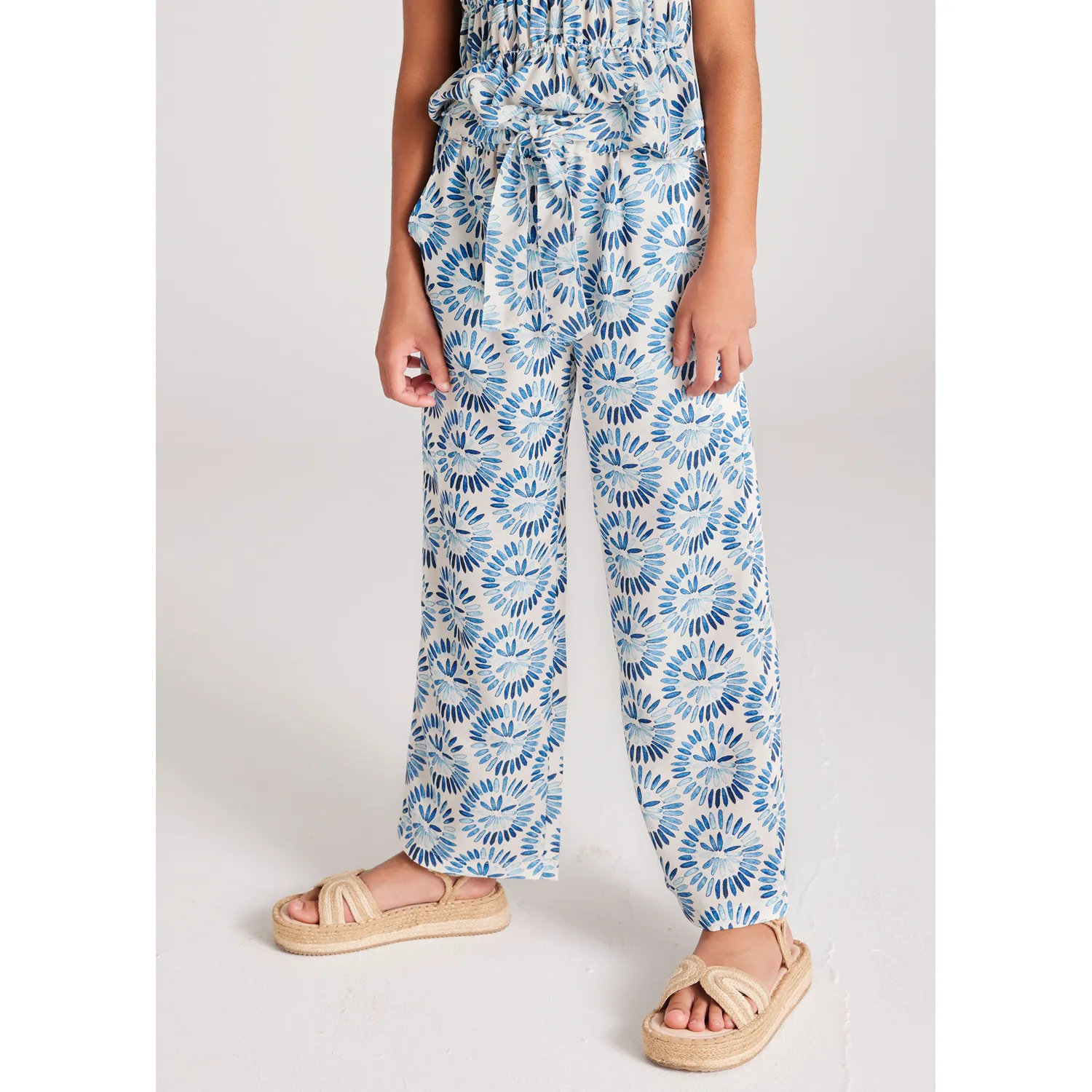 CREAM & LIGHT BLUE PRINTED PANT / 6533-021