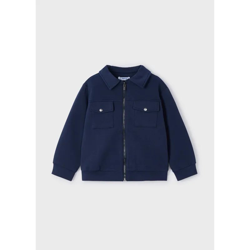 NAVY STRETCH CARDIGAN ZIP CLOSURE 2 POCKETS DRESSY / 3424-041