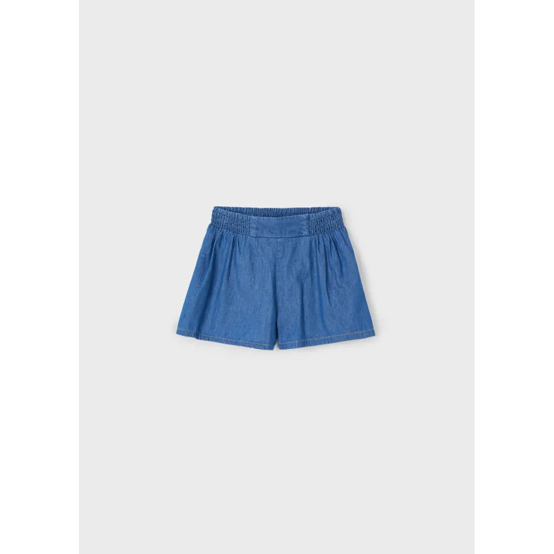 MEDIUM BLUE SOFT DENIM SHORT SMOCKED WAIST / 3206-078