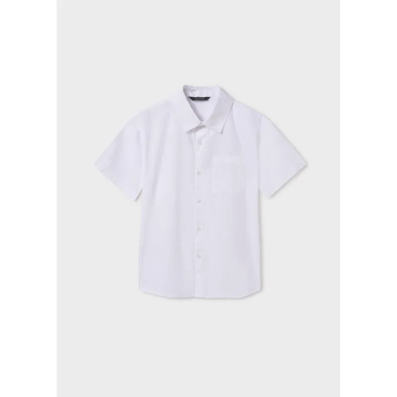 WHITE DRESS SHIRT SHORT SLEEVE RIBBED EFFECT / 6136-078