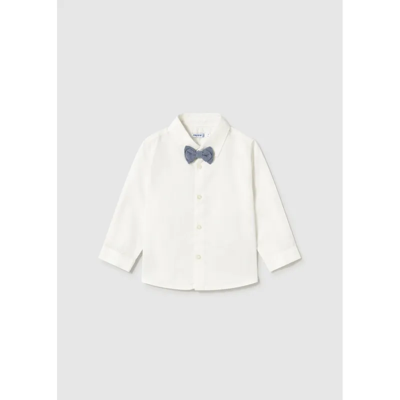 2PC CREAM SHIRT & BLUE BOW TIE LONG SLEEVE / 1113-088