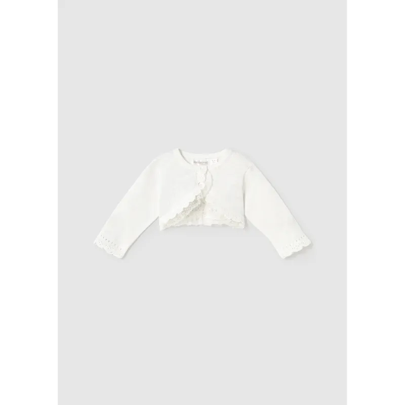 BOLERO CARDIGAN OFF WHITE LACE TRIM / 1308-016