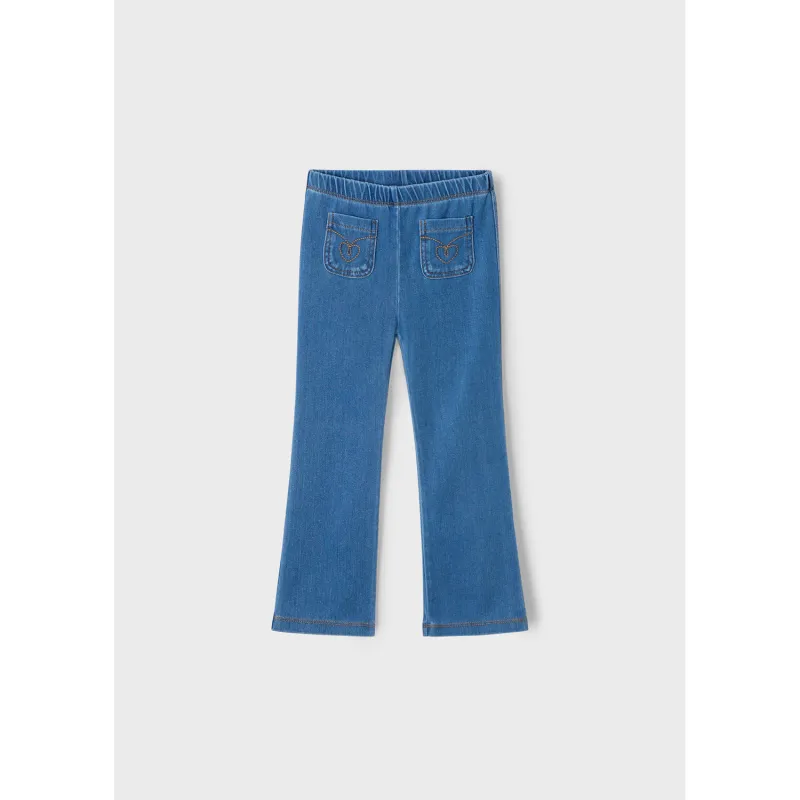MEDIUM BLUE DENIM KNIT LEGGING FLARE / 3702-075